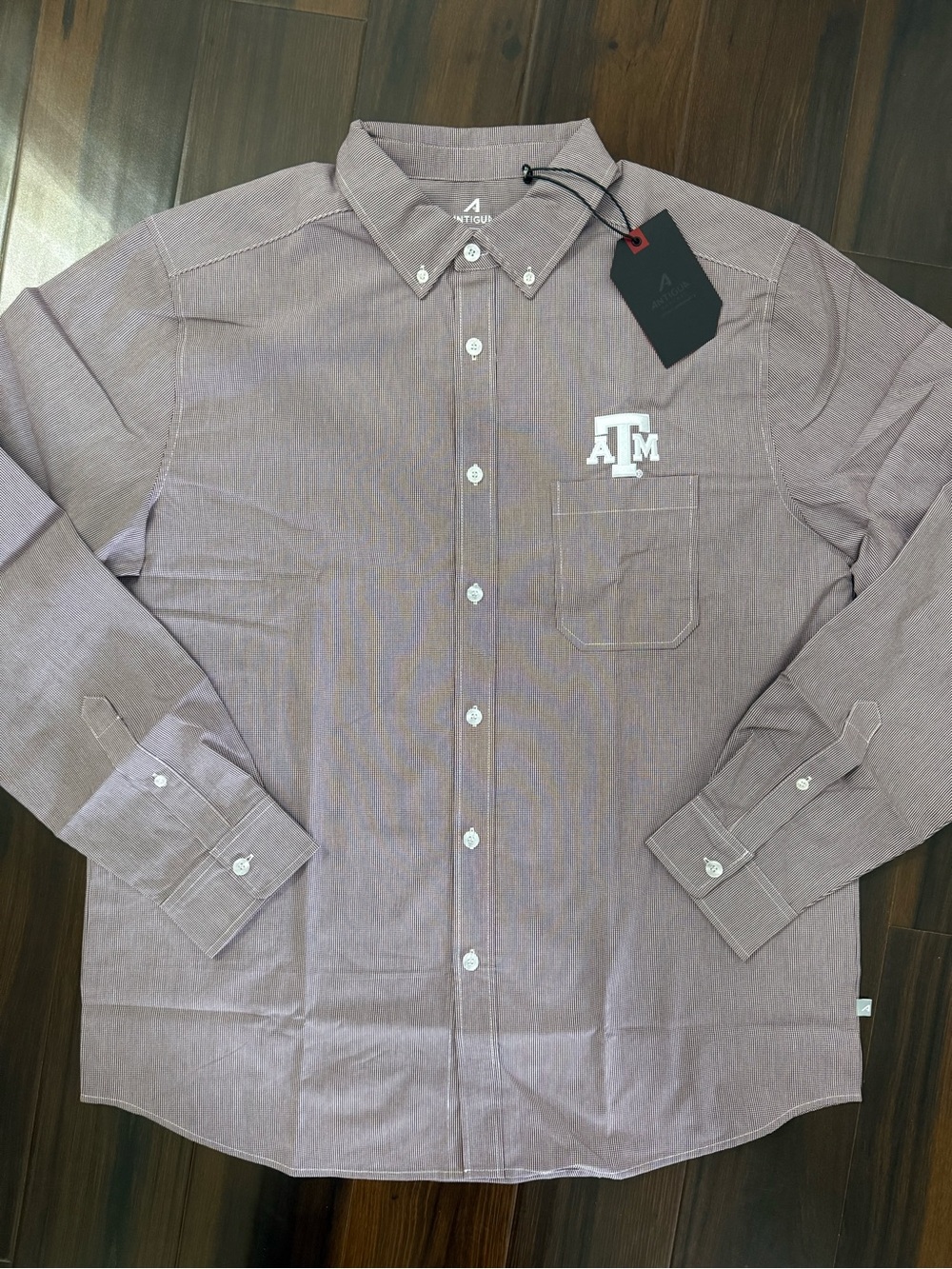 Antigua University of Texas A & M Gingham Button Down Dress Shirt